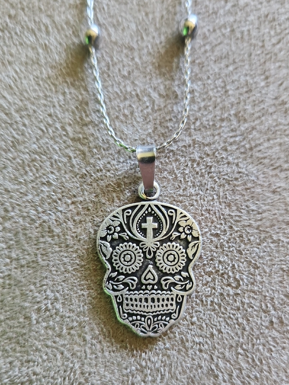 Alex and Ani Silver Sugar Skull Pendant Necklace